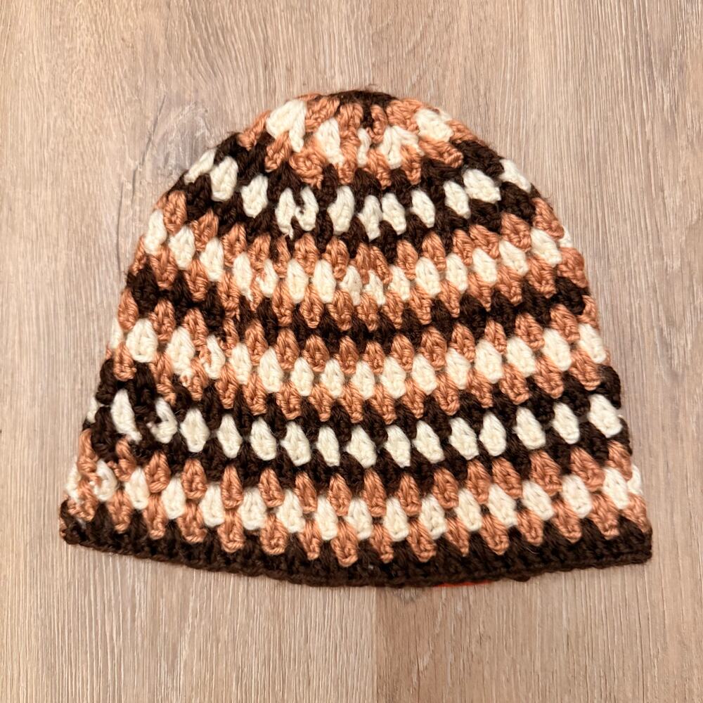 Active Brown, Tan & Cream Crochet Beanie